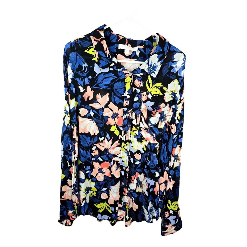 Adyson Parker Long Sleeve Sheer Floral Button-Down Size 2X